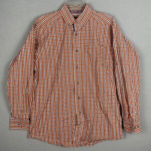 Ariat Pro Series Button Down Shirt Mens Size Medium Orange Black Check Pattern